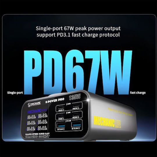 Bench Service Multi Charger Mechanic C-power 6p 90w 6 Usb A & Usb C Ports 90w Pd Qc3.0