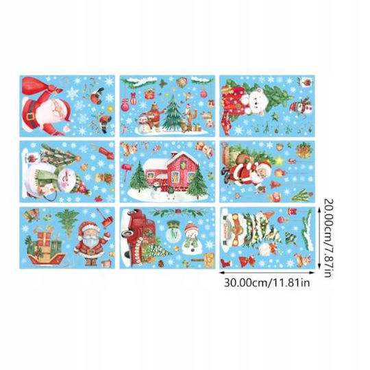 Ecarla Christmas Colorful Window Stickers 9 Sheets 20x30cm Nkd12