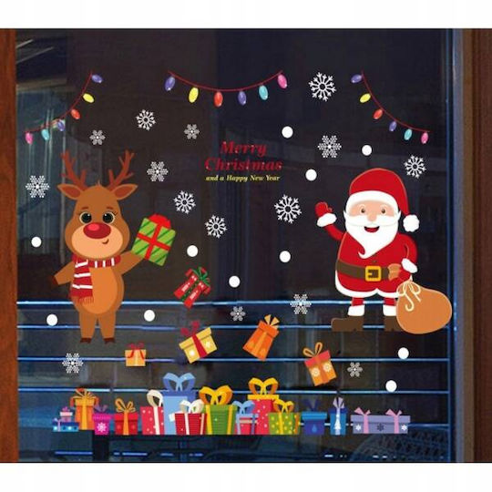 Ecarla Weihnachtsaufkleber Bunte Fensteraufkleber 4 Stücke 25x35cm Nkd15