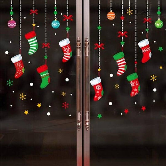 Ecarla Christmas Colorful Window Stickers 2 Sheets 30x45cm Nkd24