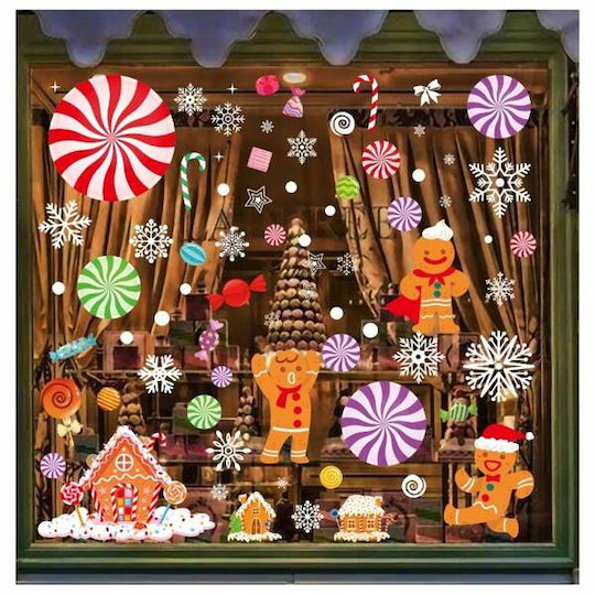 Ecarla Weihnachtsaufkleber Bunte Fensteraufkleber 6 Stücke 20x30cm Nkd14