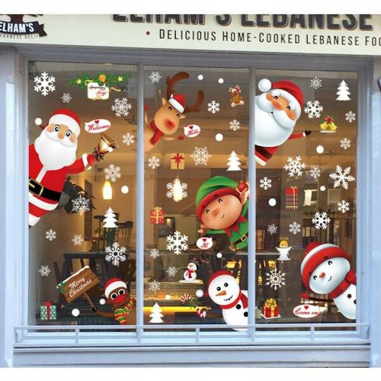 Ecarla Weihnachtsaufkleber Bunte Fensteraufkleber 6 Stücke 25x35cm Nkd11