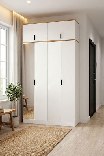 Doppeltür Kleiderschrank mit Spiegel Weiß