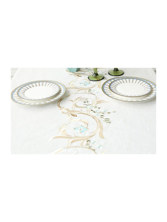 FRIPIA Față De Masă Din In Cu Broderie Albastră 120x180cm