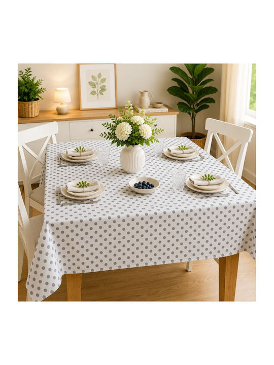 Pucioasa Τραπεζομάντηλο Βαμβακερό Grey Dots 160x320εκ.