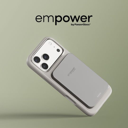 PanzerGlass Empower MagSafe Qi2 5000mAh 20W с USB-C изходен порт Power Delivery / Бързо зареждане Титанов Външна батерия