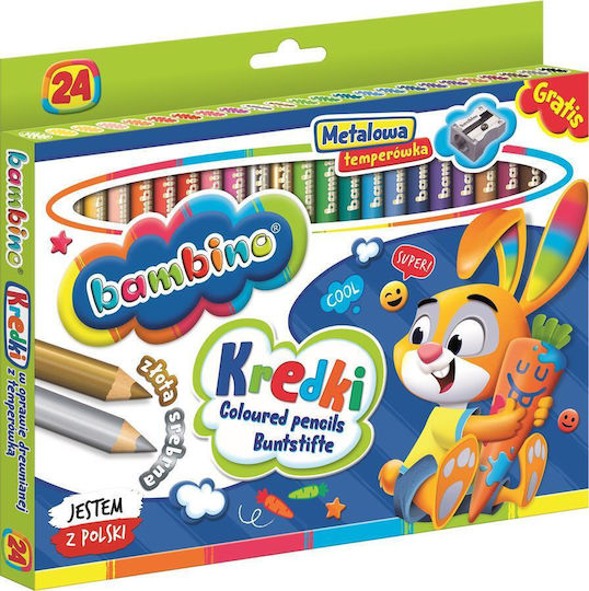 Bambino Wooden Crayons 24 Colors + Sharpener St-dxx-e24t-048-stxx-st