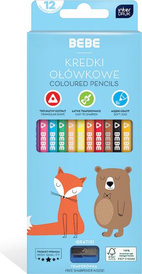 Bb Kids Interdruk 12 Цветни Молива С Точилка