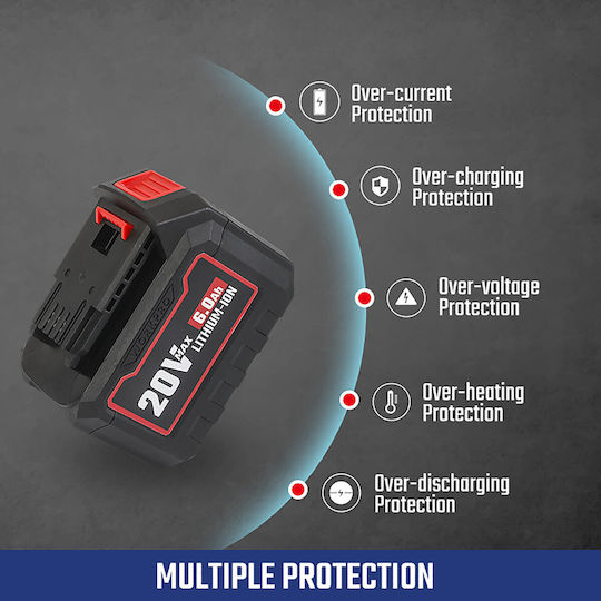 Lithium Tool Battery 20V With 6Ah Capacity