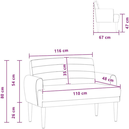 Doppelsitzer Sofa Weiß 116x67x80cm