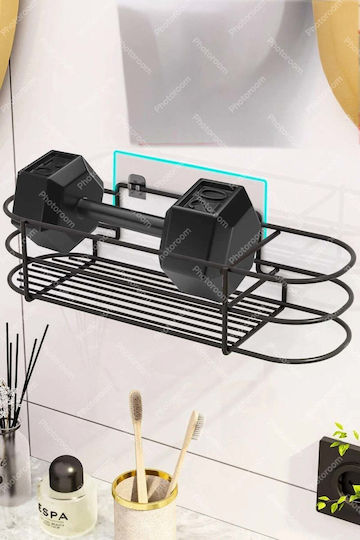 SteweHome Επιτοίχια Ραφιέρα Μπάνιου Μεταλλική 36x10x9cm Μαύρη