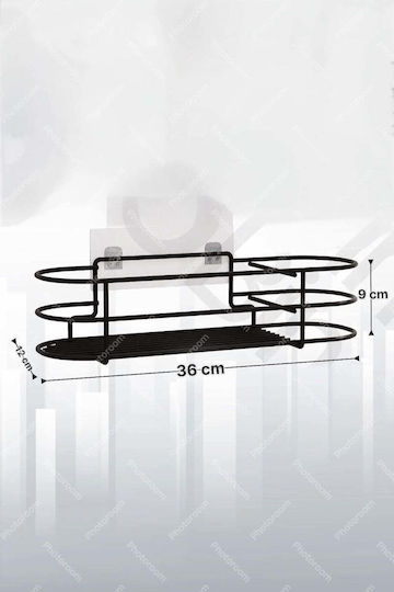 SteweHome Raft De Baie Montat Pe Perete Metalic 36x10x9cm Negru