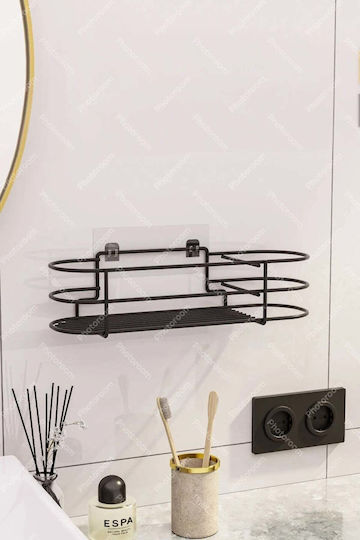 SteweHome Raft De Baie Montat Pe Perete Metalic 36x10x9cm Negru