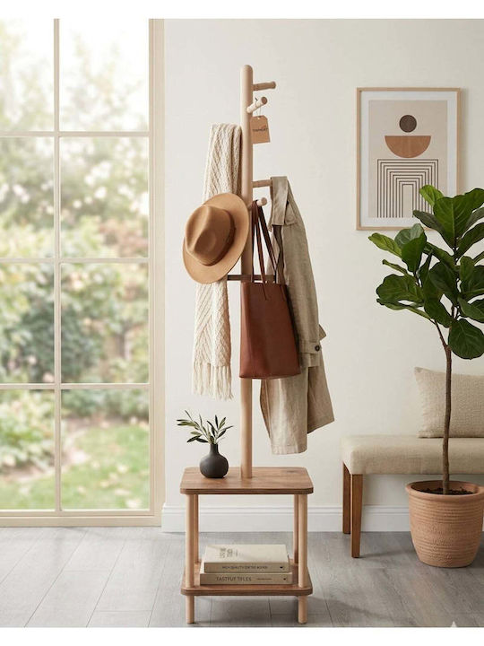 SteweHome Wooden Brown Coat Rack 163cm