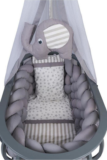 SteweHome Babywiege mit Matratze und Rädern Grau
