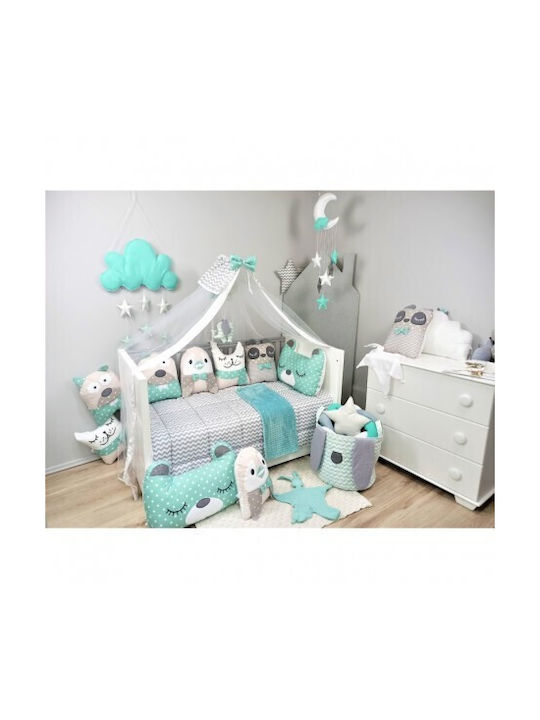 Baby Star Διακοσμητικό Μαξιλάρι Κούνιας Tiny Friends Αρκούδα Πράσινo 37x40cm