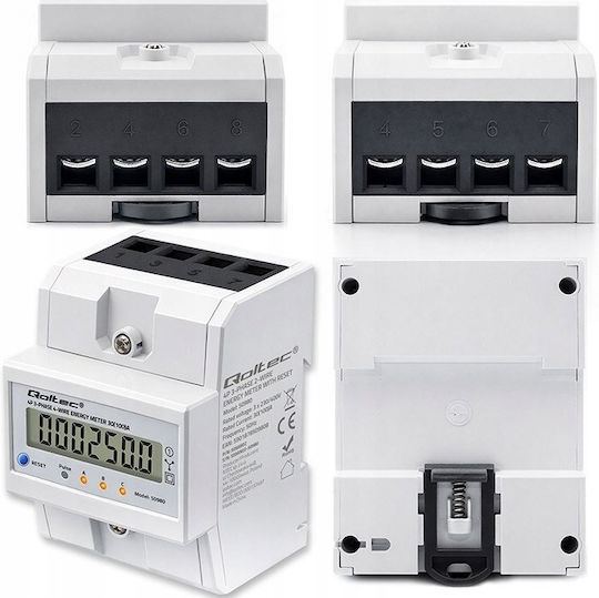 Qoltec Analizator de Energie pentru Panou Electric Digital pe Șină Trifazat UMQTCU000270