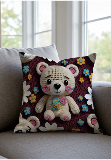 SteweHome Kids Decorative Pillow Case Burgundy
