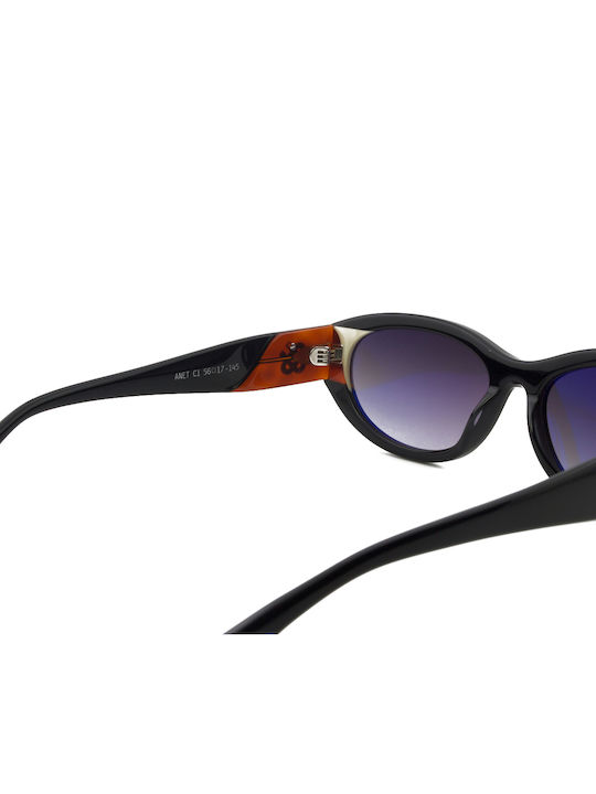 Urban Owl Women’s Sunglasses with Black Horn-Rimmed Frame and Black Lens ANET-C1