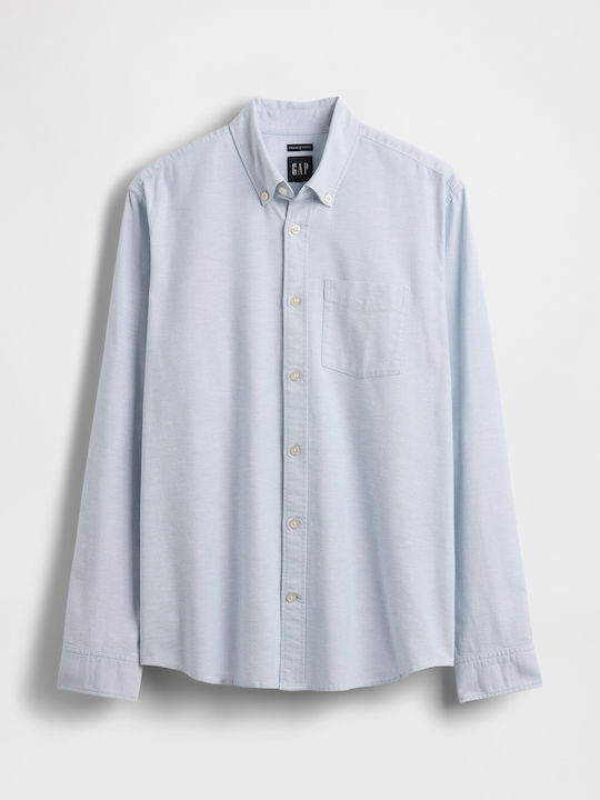Long-sleeved Cotton Shirt Light Blue