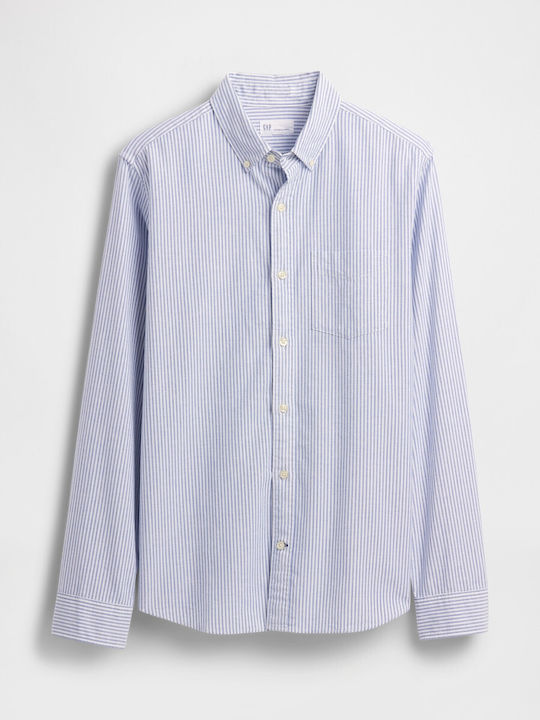 Langärmlig Baumwolle Hemd Gestreift Blue Stripe