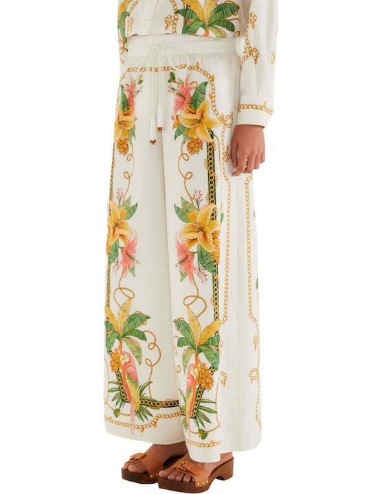 Γυναικεία Παντελόνα Floral Off White