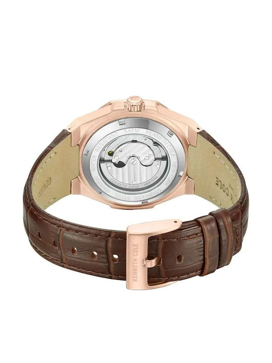 Kenneth Cole Men's Watch 43mm Automatic With Brown Leather Strap
