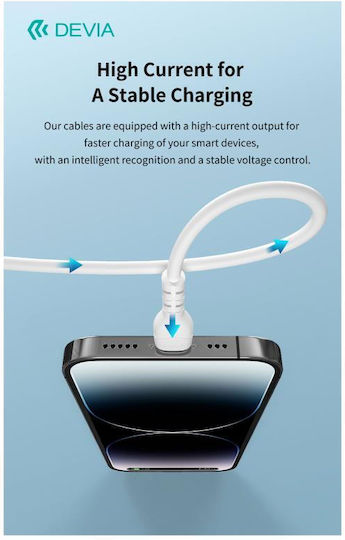 Devia USB-C to Lightning Cable 27W Λευκό 1m