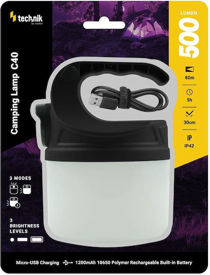 Technik Φανάρι Led Μπαταρίας για Camping με Φακό 500lm Λευκό