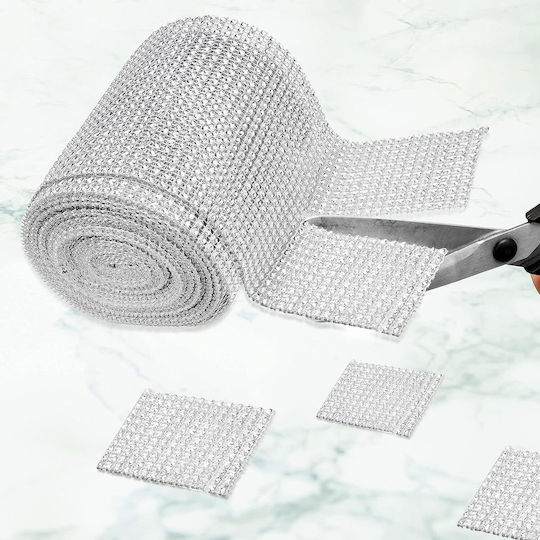 Handi Stitch Dekorative Bänder Rhinestones Stoff Silber 9.14m