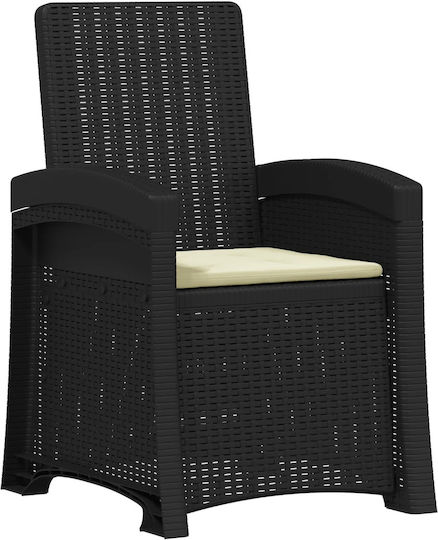 Πολυθρόνα Εξωτερικού Χώρου Rattan Ανθρακί 56x63x92εκ.