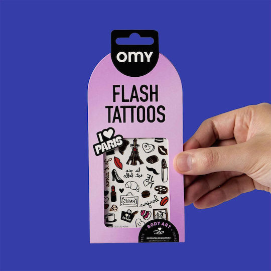 Omy Körper-Aufkleber Flash Tattoos I Love Paris