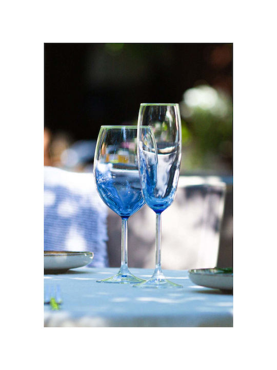 SteweHome Set Of Champagne Glasses Made Of Glass In Blue Colour Goblets 4 Pieces