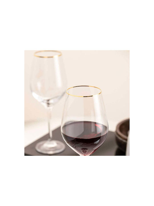 SteweHome Glass for White and Red Wine Made of Glass in Red Colour 500ml