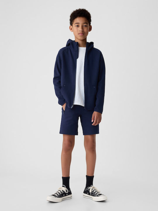 Kinder-Sweatshirt Strickjacke mit Kapuze und Taschen Marineblau