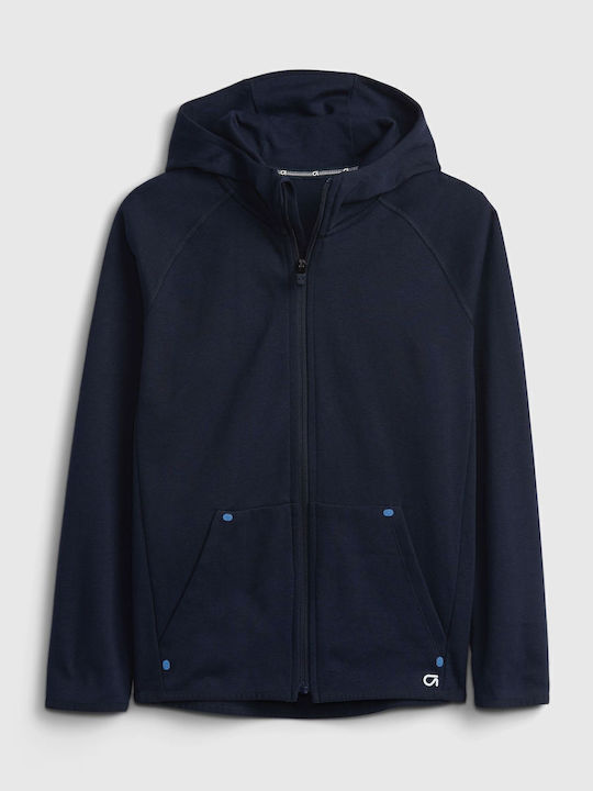 Kinder-Sweatshirt Strickjacke mit Kapuze und Taschen Marineblau