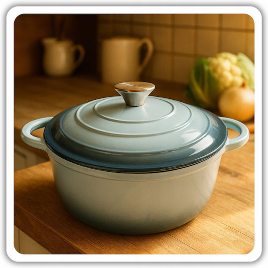 Enamelled Cast Iron Pot 22cm 3l Hage Sea Salt