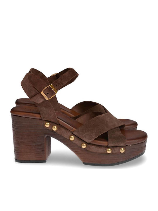 Myconian Leather Women's Flat Sandals Brown