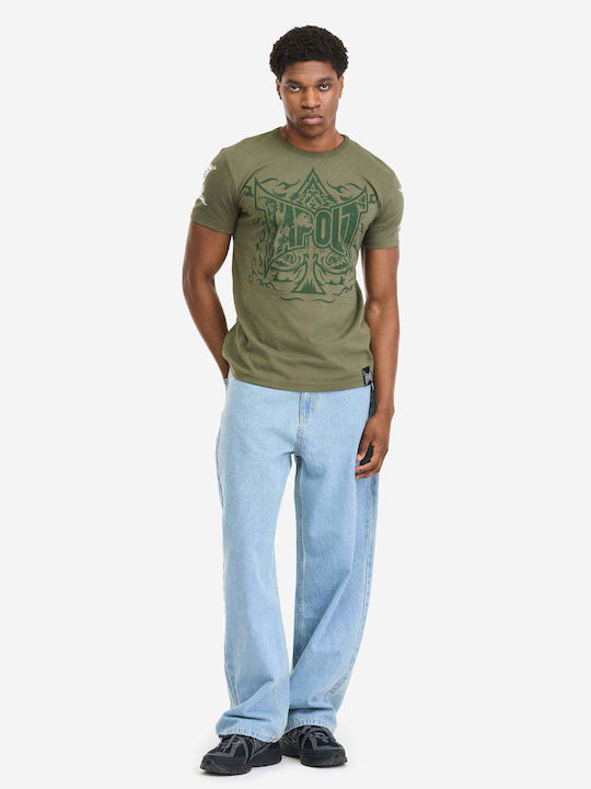 Sportliches T-Shirt Olive/Weiß