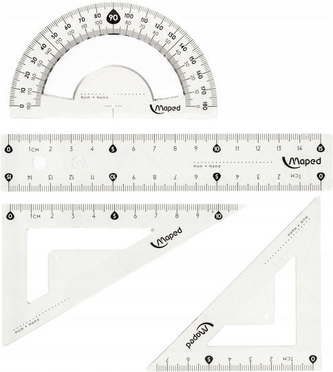 Start Set 15 Cm Mini Ruler 2 Set Squares Protractor Maped Bag 242815