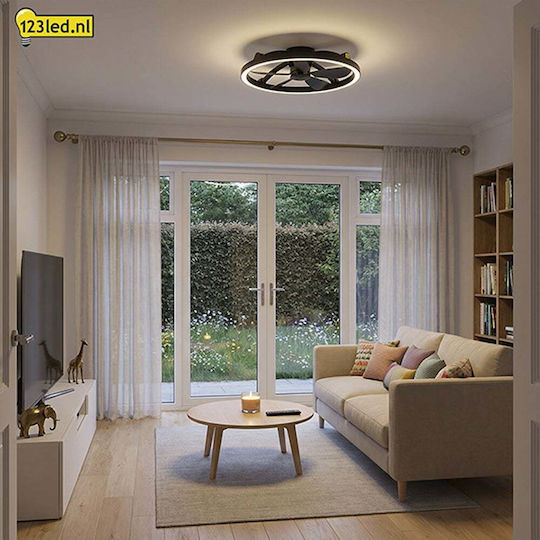 123led Ventilator de Tavan 61,3cm cu Lumină Negru