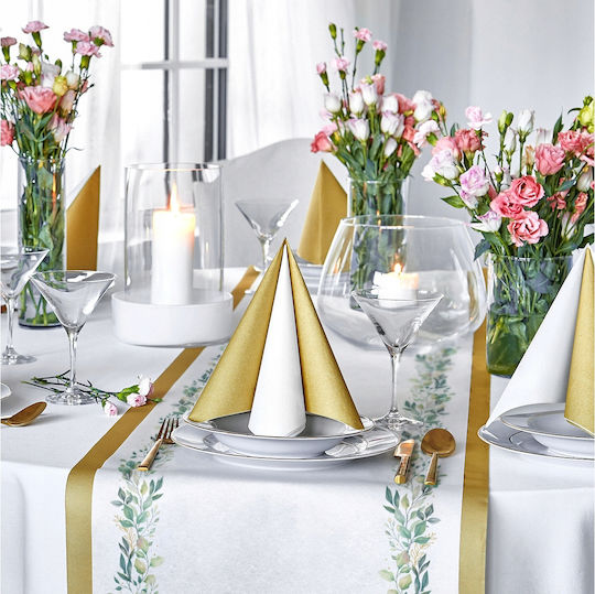 Non-woven Table Runner Eucalyptus Leaves Boho Tablecloth Communion Christening 40x500cm
