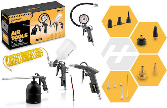 18-piece Pneumatic Tool Set Compressor Humberbg Hm-256