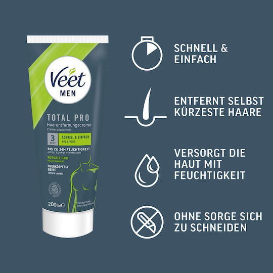 Veet Total Pro Κιτ Αποτρίχωσης για Σώμα, Στήθος, Πόδια, Πλάτη & Μασχάλες 200ml
