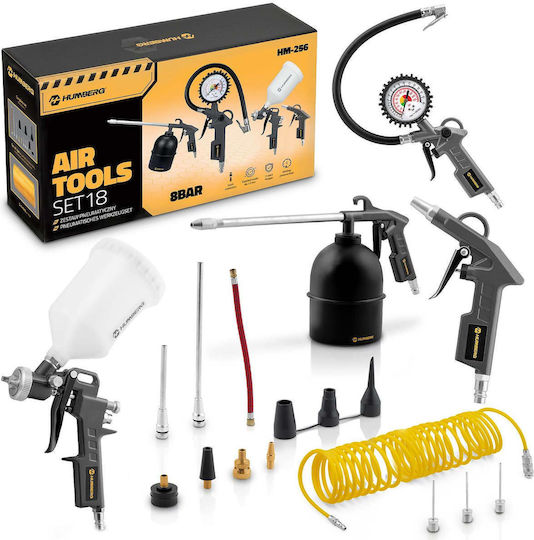 18-piece Pneumatic Tool Set Compressor Humberbg Hm-256