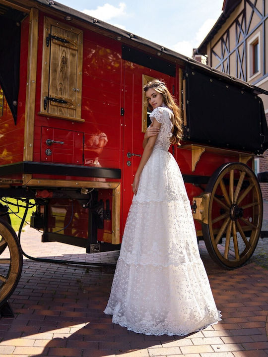 Rene Maxi Wedding Dress Open Back with Lace White