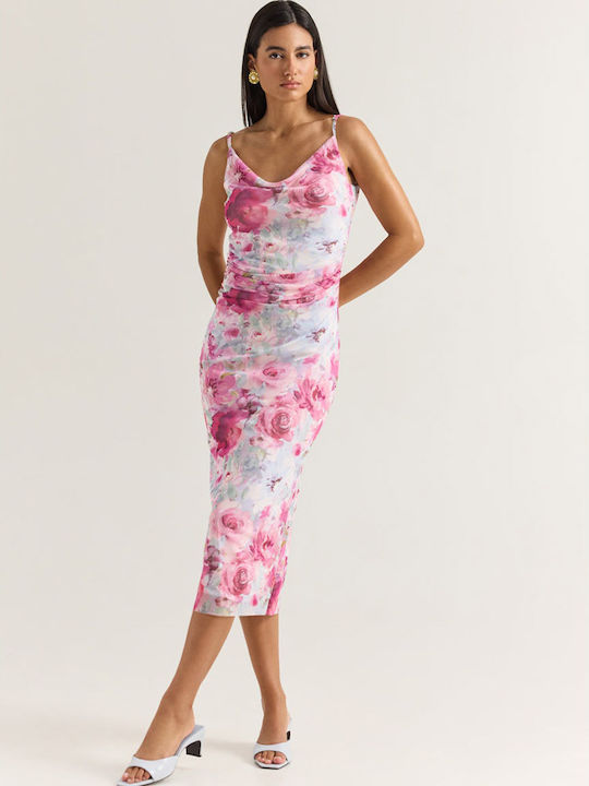 Sommer Midi Wickel Damenkleid für Hochzeit - Taufe Fuchsie