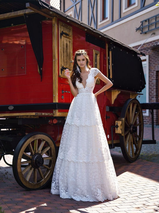 Rene Maxi Wedding Dress Open Back with Lace White