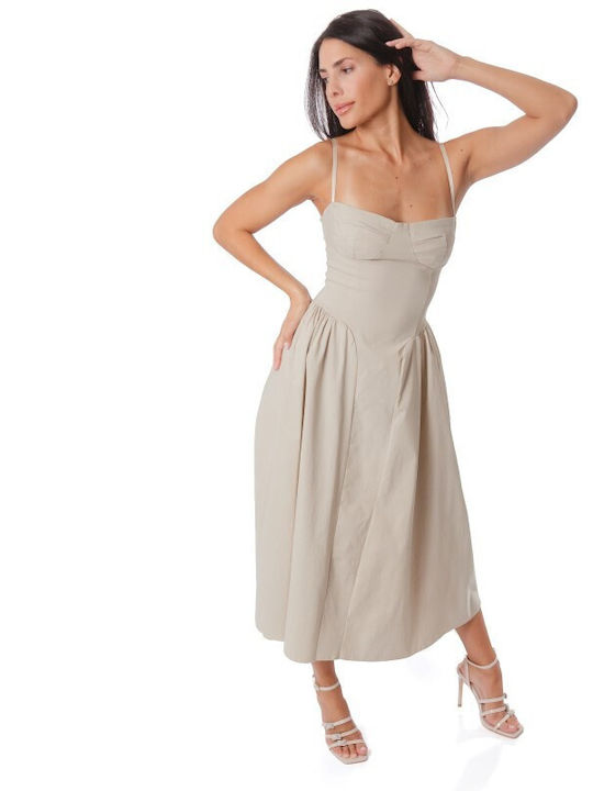 Sommer Midi Damenkleid Beiges