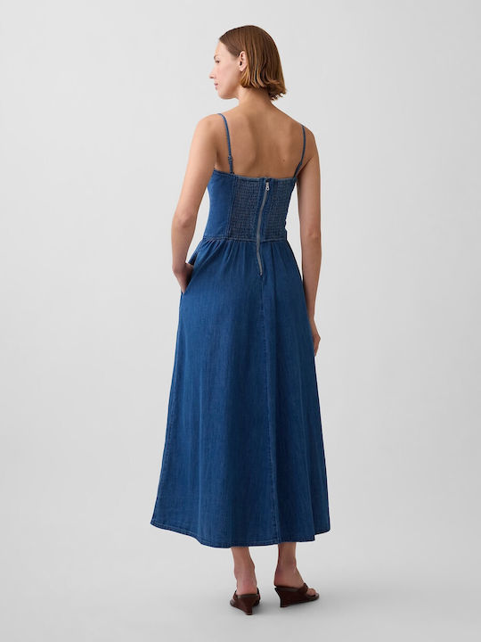 Maxi Denim Kleid Dunkelwaschung